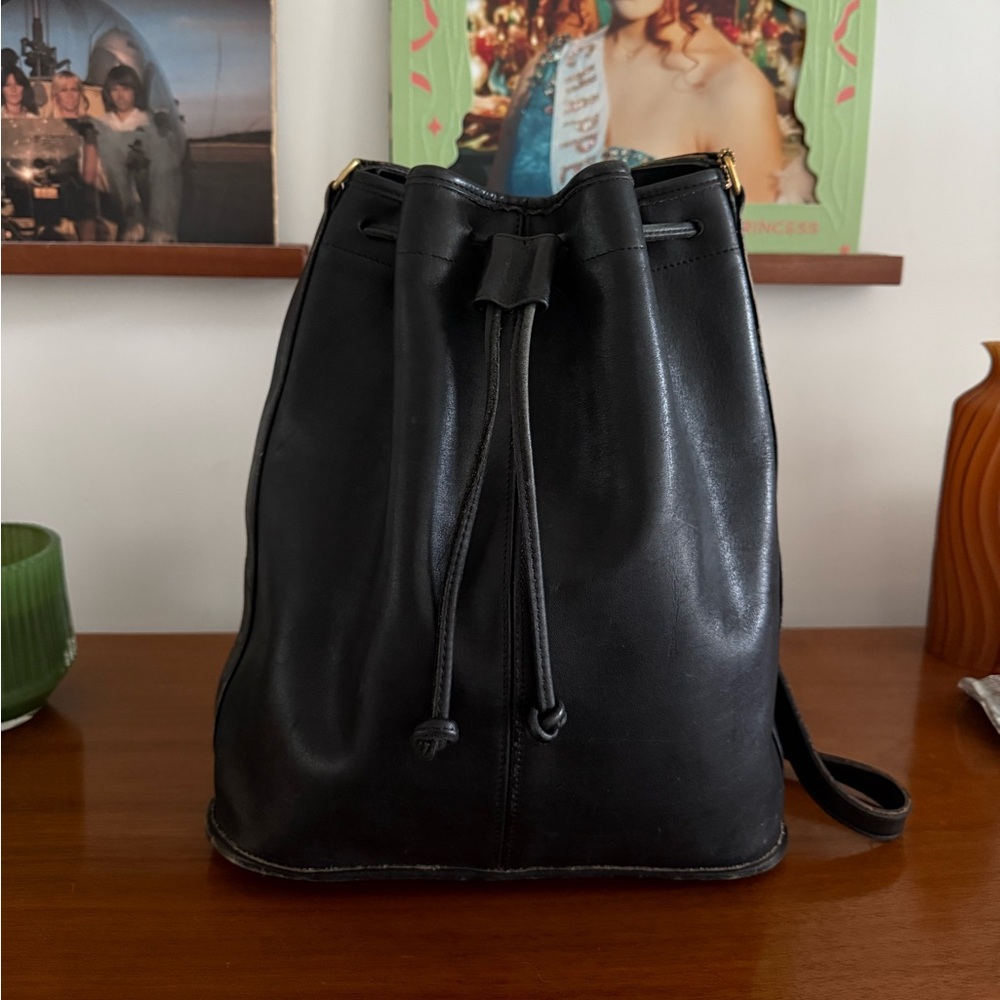 Vintage Coach - Black Leather Crossbody Bag - Made in USA